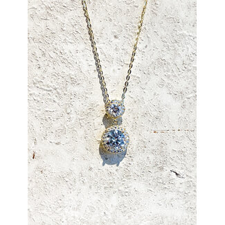 Selected by Kelly ketting 3 silver s925 steen. dubbel gold