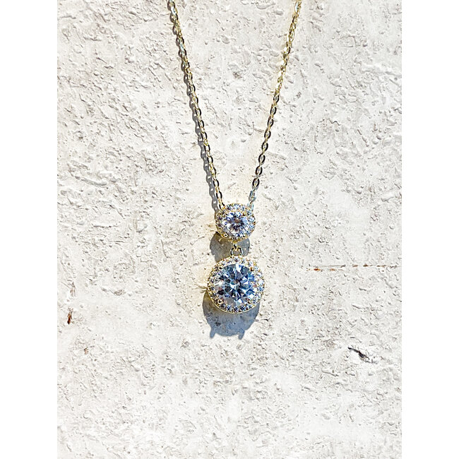 ketting 3 silver s925 steen. dubbel gold