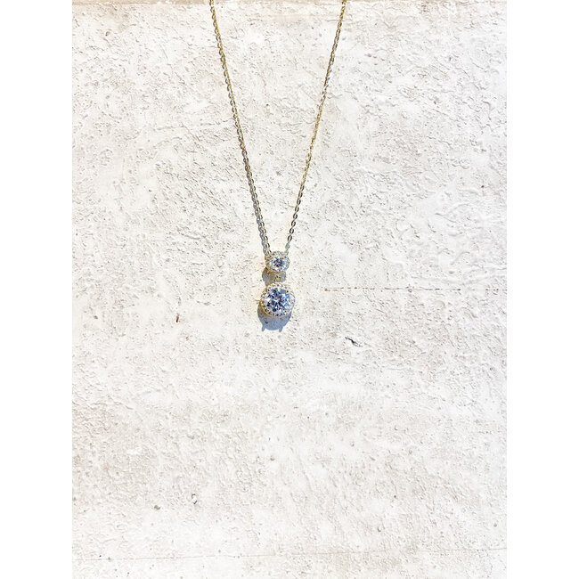 ketting 3 silver s925 steen. dubbel gold