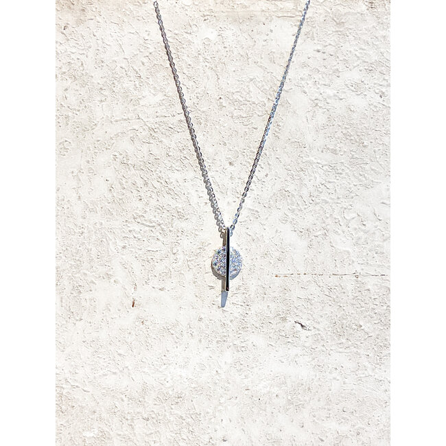 ketting 5 silver s925 steen cirkel staaf strass