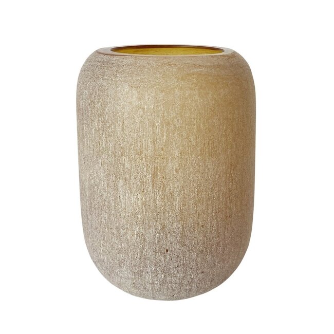 Theelicht Mouthblown round amber matt - Ø10x13cm
