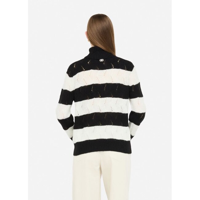 LIU JO SWEATER BIANCO NERO 5419-MS009