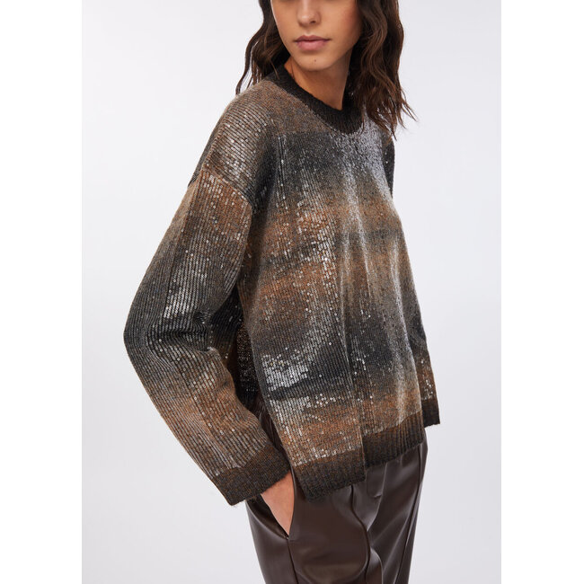 LIU JO SHADE AND PAILLETTES  SWEATER BROWN SHADED MF5380-MA14R - S9472