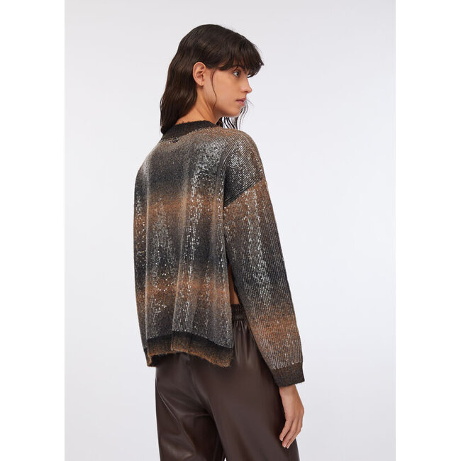 LIU JO SHADE AND PAILLETTES  SWEATER BROWN SHADED MF5380-MA14R - S9472