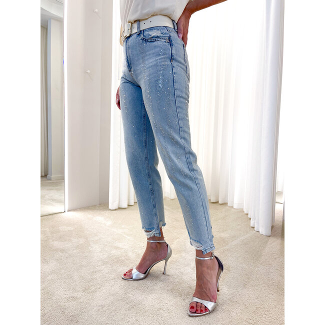 PATRIZIA PEPE broek - Light Blue Strass - 8P0788 CB08 - CB08