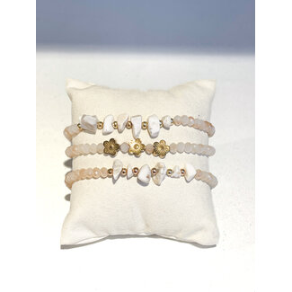 Selected by Kelly armband DSS26 002 beige white 6cm