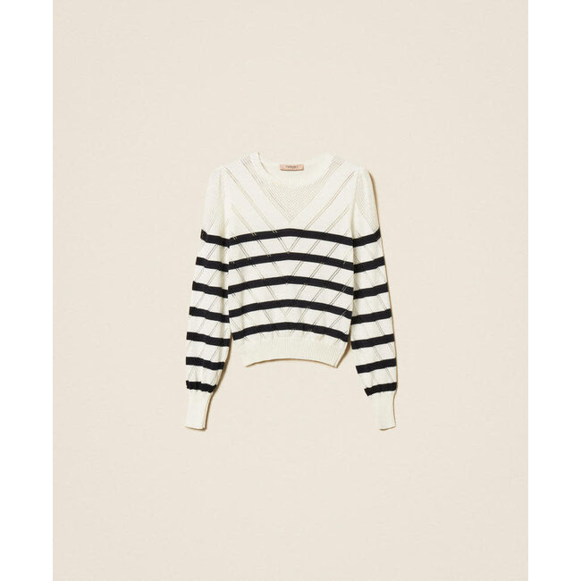 TWINSET trui - nachtblauw/sneeuwwit - 261TP3230 - 13382 _ webshop