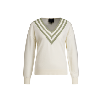 AC by Annelien Coorevits AC by Annelien Coorevits - Anais pull V lange mouw ecru groen