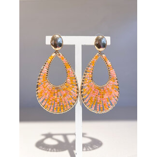 Selected by Kelly oorbellen KSS26 014 kraal hanger oranje