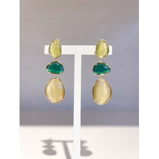 Selected by Kelly oorbellen KSS26 020 cat's eye groen
