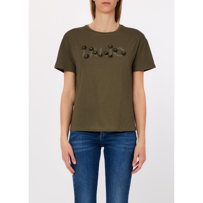 WA6238-JS923 - JERSEY ECO LIUJO MOTIF - T-SHIRT - DK.OLIVE LIUJO SEQUI