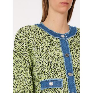 LIU JO WA6084-MA70R - FANCY YARN AND JEWELS - SWEATER - MOU.ACID/LEMON/WHITE