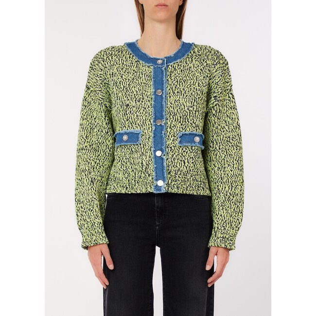 WA6084-MA70R - FANCY YARN AND JEWELS - SWEATER - MOU.ACID/LEMON/WHITE