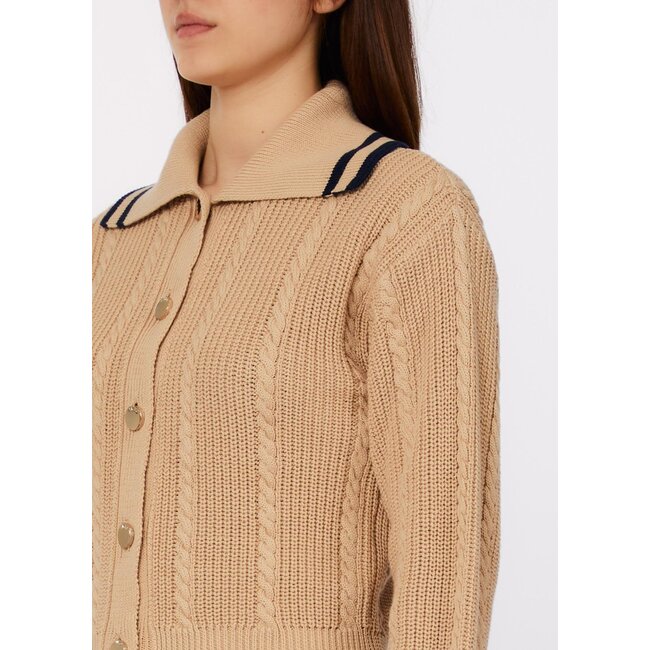 WA6521-MS044 - CASUAL BRAIDS - SWEATER - CREAM BEIGE/NAVY