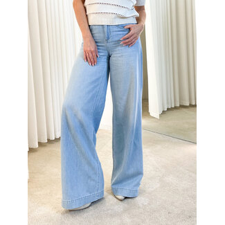 LIU JO UA6180-DS083 - ECS DENIM FISSO TENCEL - PANTS - DEN.BLUE LT.ESMERALD