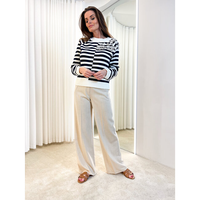 WA6219-MA97P - SPRING EMBROIDERY - SWEATER - B.CO LANA/NIGHT BLUE