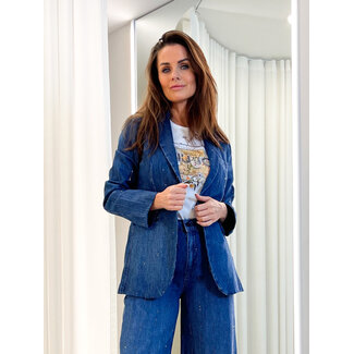 LIU JO UA6107-D0315 - DENIM LINO STRASS - JACKET - DEN.BLUE STARRY WASH