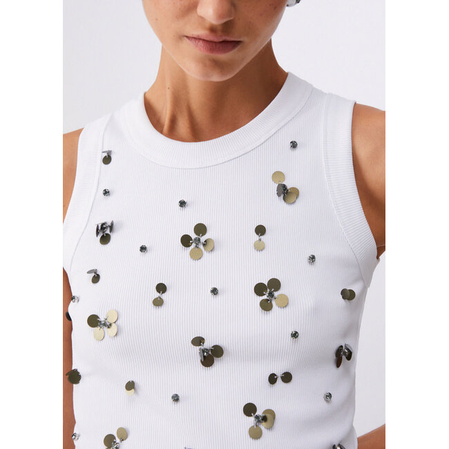 WA6490-J4822 - RIB WITH MOTIF - T-SHIRT - BLANA ROUND FLOW SEQ