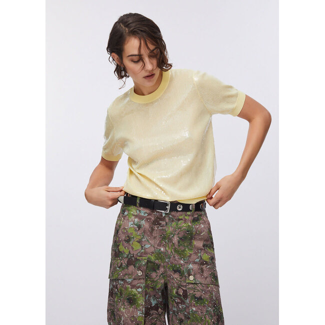 WA6216-MA68R - SHINY SEQUINS - SWEATER - LEMON SEQUINS