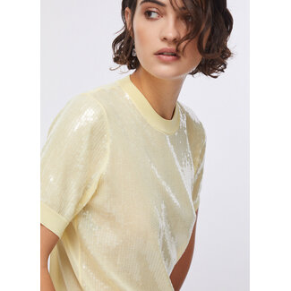 LIU JO WA6216-MA68R - SHINY SEQUINS - SWEATER - LEMON SEQUINS
