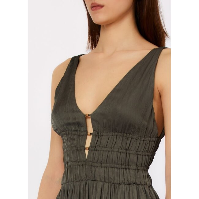 WA6405-T434A - LIUJO 3D VISCOSE CHIC - DRESS - DARK OLIVE