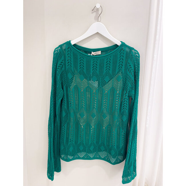 WA6330-MS007 - SUMMER LACE - SWEATER - GREEN PALM