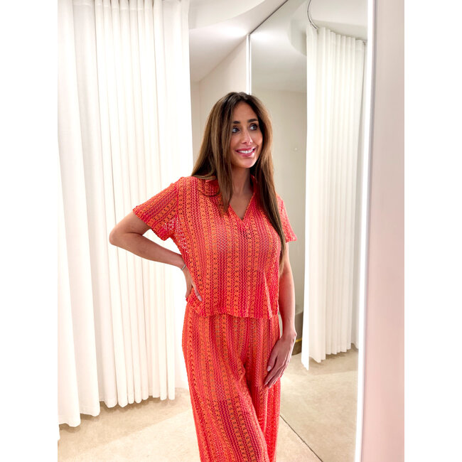 Ensemble beach oranje kant TU