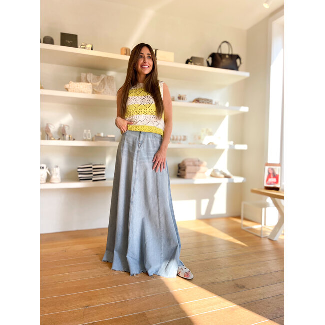 WA6229-MA86R - MIX STITCHES - SWEATER - WHITE/LEMON