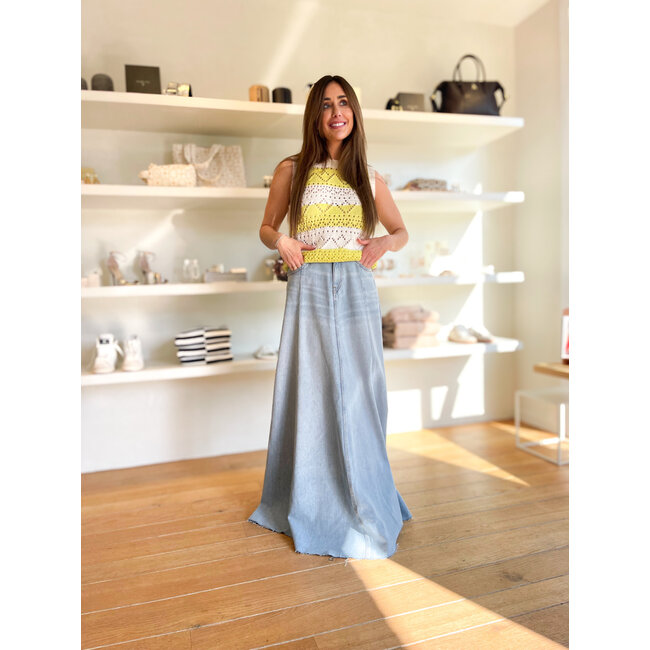 WA6229-MA86R - MIX STITCHES - SWEATER - WHITE/LEMON