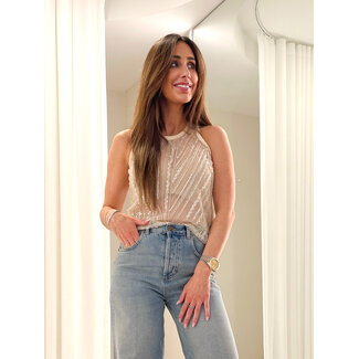 PATRIZIA PEPE PATRIZIA PEPE top - Warm Ivory/Crystal - 8C0876 J4V1 - J4V1