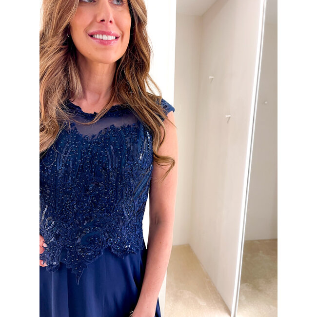 galajurk 8 strass donkerblauw TU