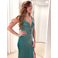Groene Strass Galajurk – Luxe Maxi Galajurk met Open Rug