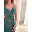 Groene Strass Galajurk – Luxe Maxi Galajurk met Open Rug
