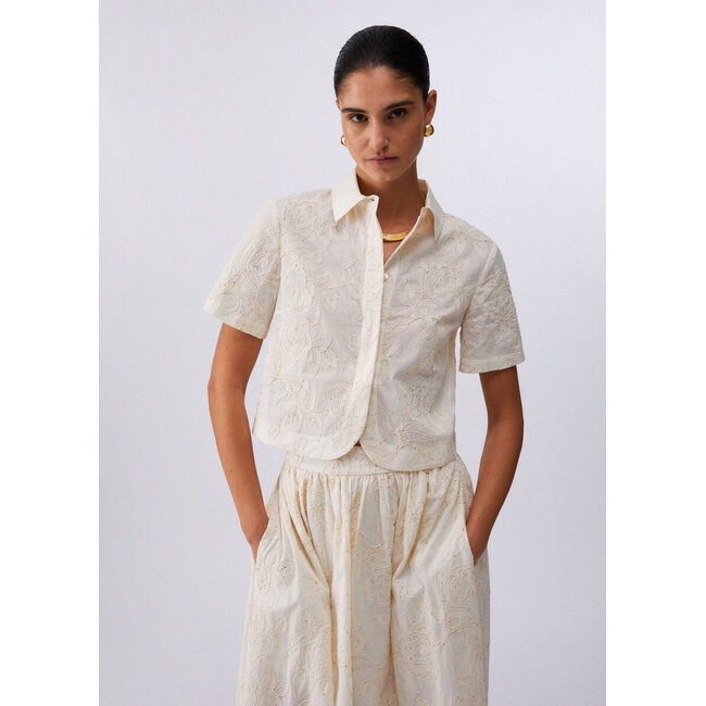 WA6508-T472A - MUSSOLA COTONE RIC.FIORI - BLOUSE - NATURAL FLOWER SEQUI