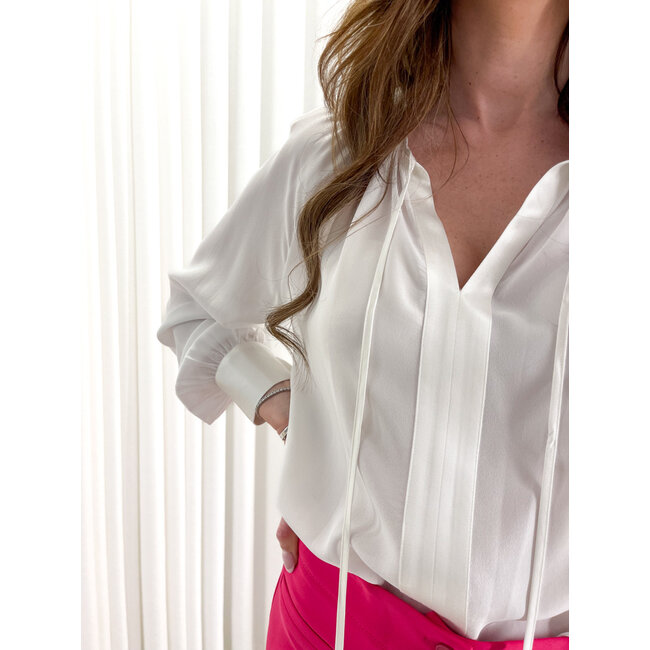 WA6355-T2578 - LIUJO CREPE DE CHINE+RASO - TUNIC/BLOUSE - DIRTY WHITE