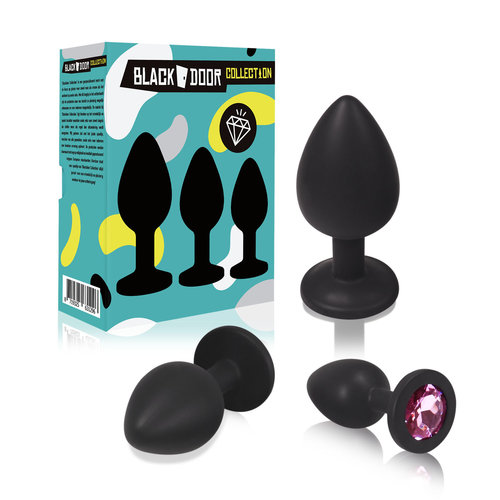 Blackdoor Collection Fluweelzachte Buttplug Set met Kristallen Stop