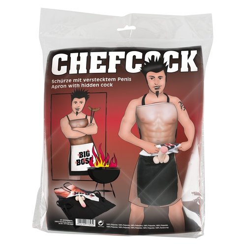 Checfcock Erotische Barbecue Schort met Mannen Lichaam en Pluche Penis
