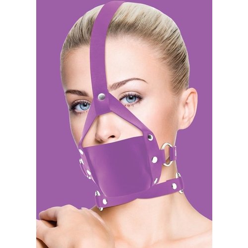 Ouch!  Lederen Mond Gag met Flap en Verticale Riem