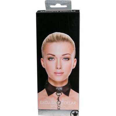 Exclusieve Lederen Halsband met Kraagje en Schakelriem