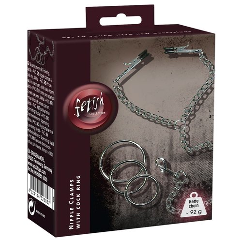 Sextreme Bondage Tepelklemmen met Cockringen en Schakelketting