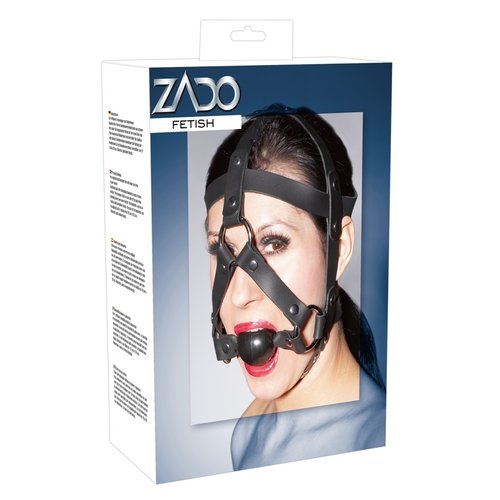 ZADO Lederen Studded Straps Hoofd Masker met Gag