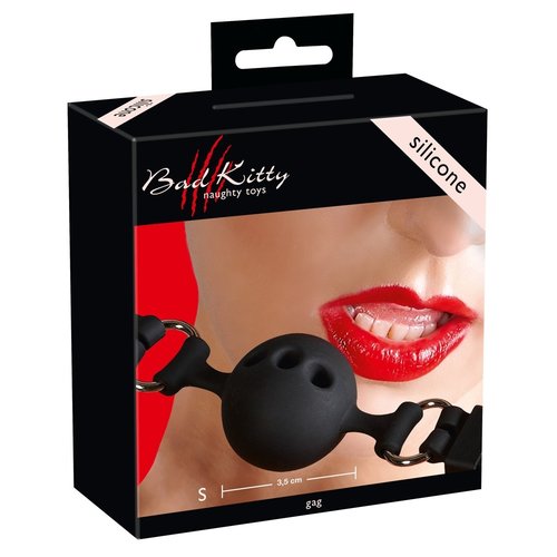 Bad Kitty Siliconen Ball Gag met Gaatjes en Gesp Sluiting Small