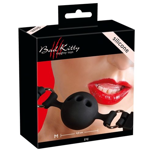 Bad Kitty Siliconen Ball Gag met Gaatjes en Gesp Sluiting Medium