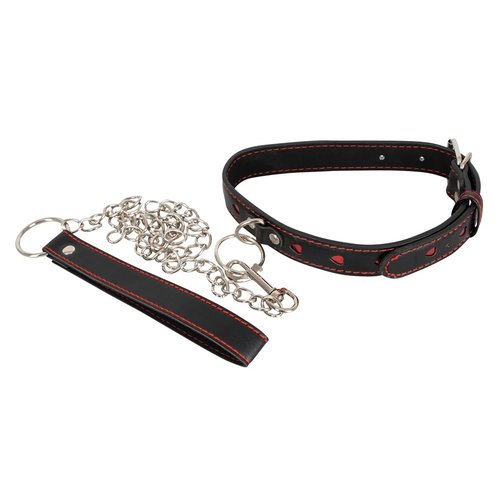 Bad Kitty Leren Collar Halsband met O-ring en Aanlijnriem