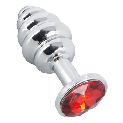 You2Toys Aluminium Buttplug met Groeven en Kristallen Stop Aluminium Buttplug met Groeven en Kristallen Stop