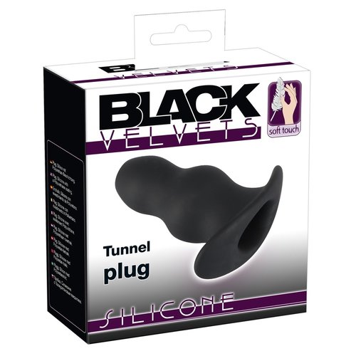 Black Velvets Siliconen Tunnel Plug Golvend met Brede Stop