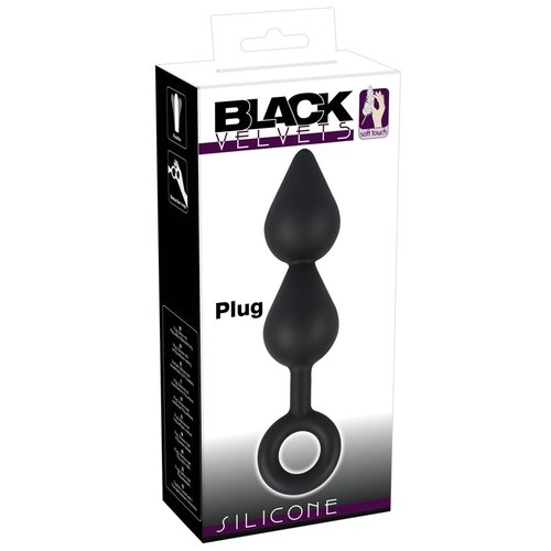 Black Velvets Siliconen Kralen Plug met Retour Ring