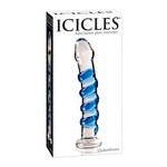 Icicles Glazen Dildo met Opvallende Blauwe Groeven