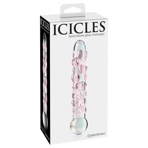 Icicles Glazen Dildo met Opvallende Roze Noppen