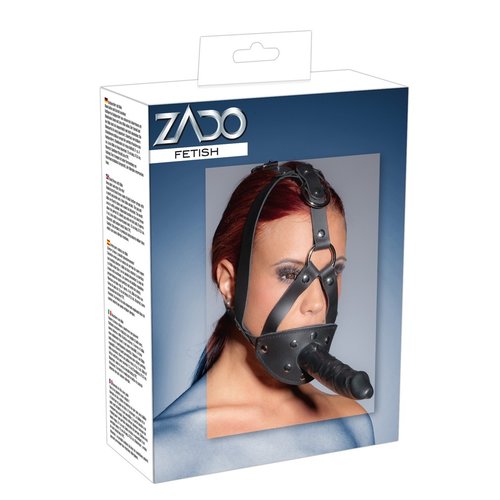 ZADO Leren Hoofd Masker Gag met Studs en Dildo